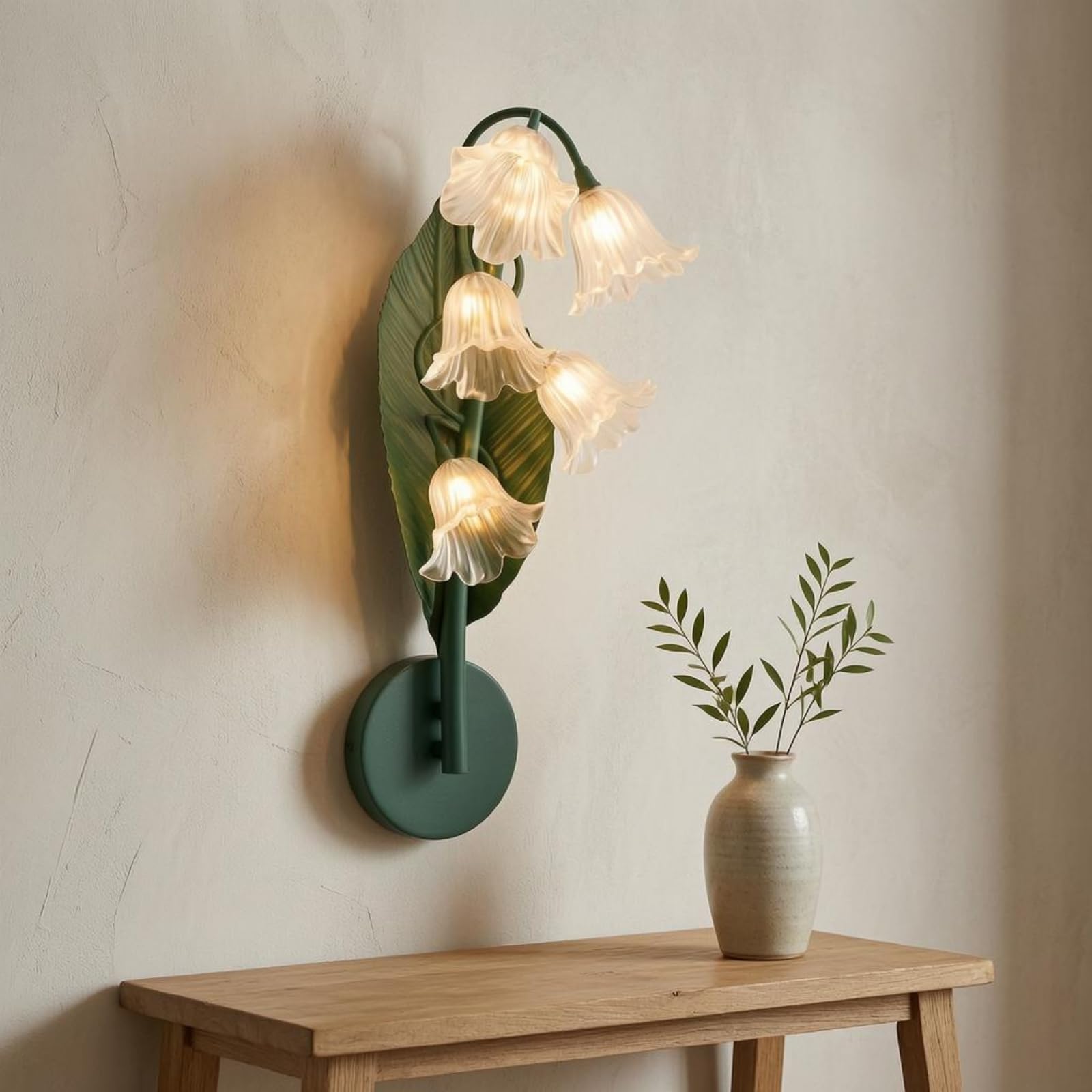 Gralara Aplique de Pared Lámpara de Pared Luz de Pared Lámpara Decorativa Estructura Fijación Mural USB de Fácil Colocación Luz, Transparente, Campanilla De Cristal Transparente