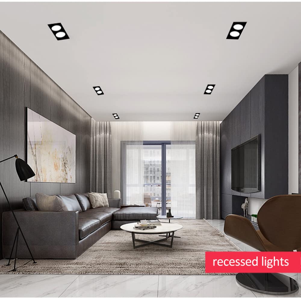 Pack de 4 focos empotrables Dobles de 10-36 W, Cuadrados, 85-265 V, 6000 K, para Cocina, Montaje en Techo, Blanco y Negro.