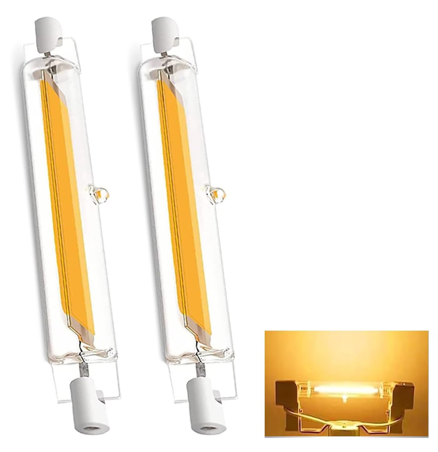 ACAATVE R7S LED 118mm Dimmbar Warmweiß 3000K 2000LM | 20W LED R7S 118mm Lampen Ersatz für 200W Halogenstab, Kein Flackern, 360°Abstrahlwinkel für Stehlampe Wandleuchte Deckenfluter, 2er Pack