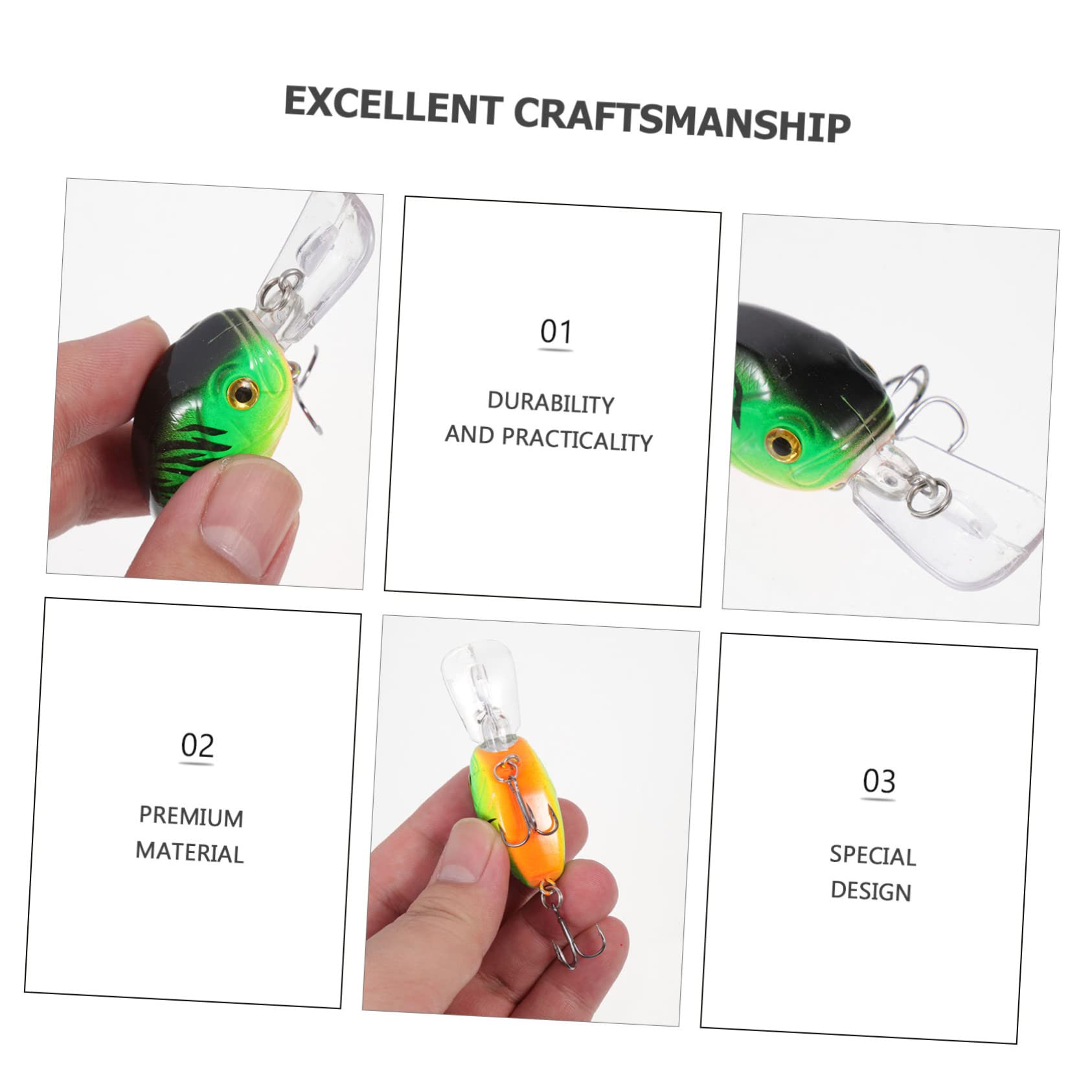 Toyvian 2 Leurres de Pêche Artificiels en Abs, 6,5cm, 7,5g, Aspect Poisson Réaliste, pour Pêche en Extérieur, Vert