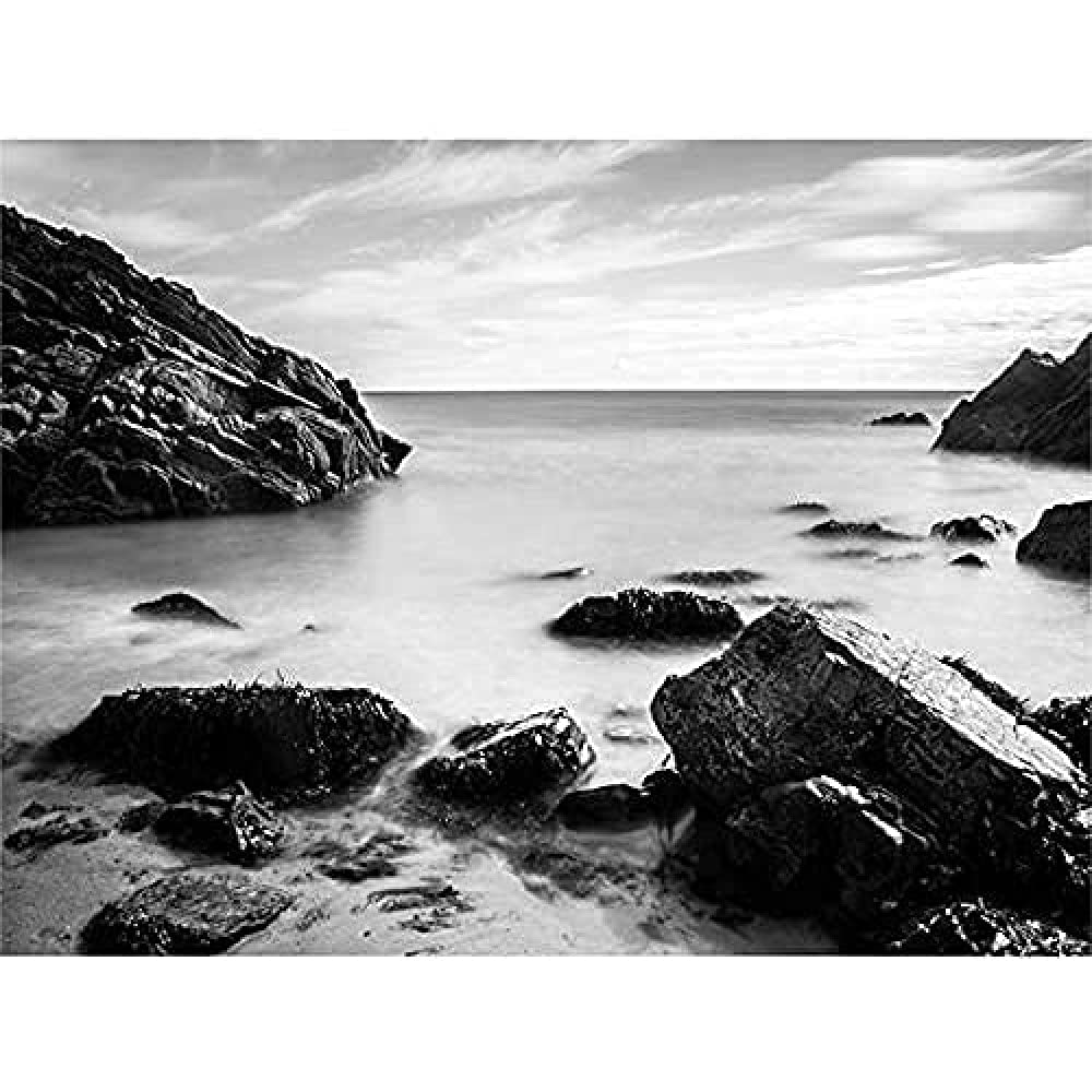 Marloes Wales Rocky Coast BW Canvas Wall Art Print
