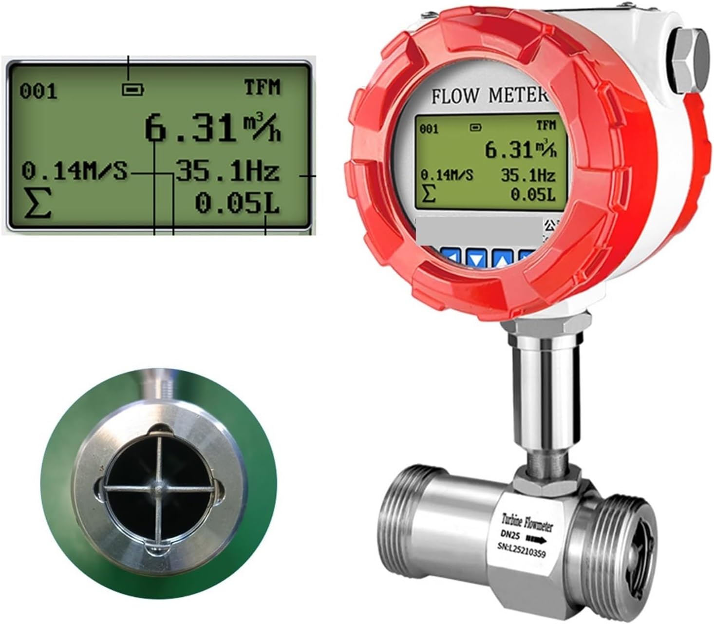 Alcohol Edible Oil Drinking Water Pure Water Turbine Flow Meter Liquid Flowmeter Stainless Steel