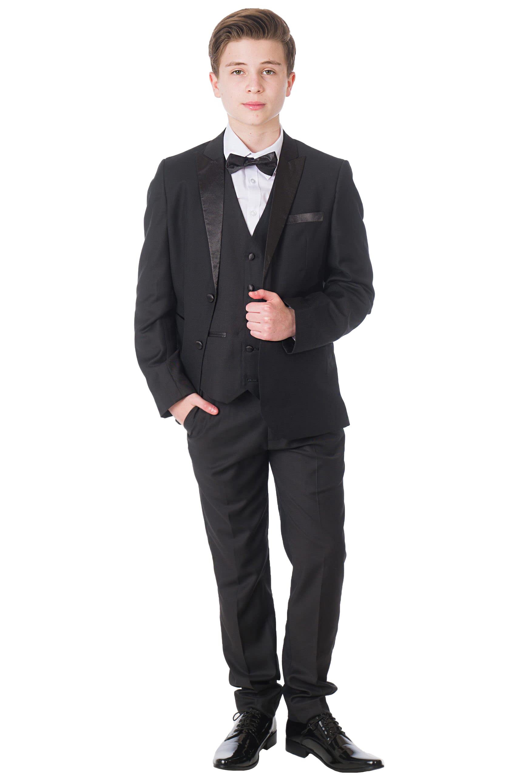 Boys 5 Piece Black Tuxedo Suit
