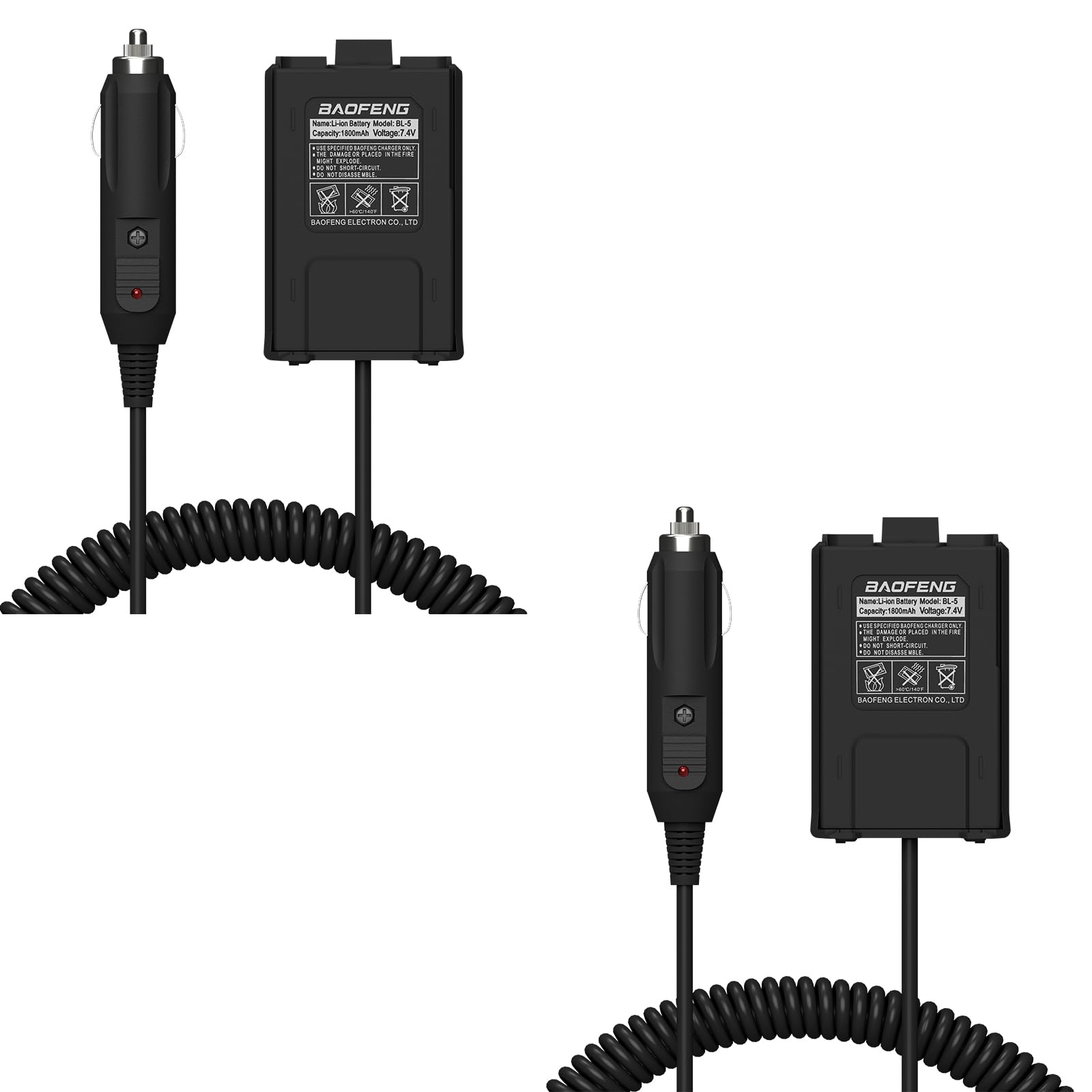 2 Pack UV-5R Battery Eliminator for BAOFENG BF-F8HP Two Way Radio 7.4V BL-5 Car Charger Accessories