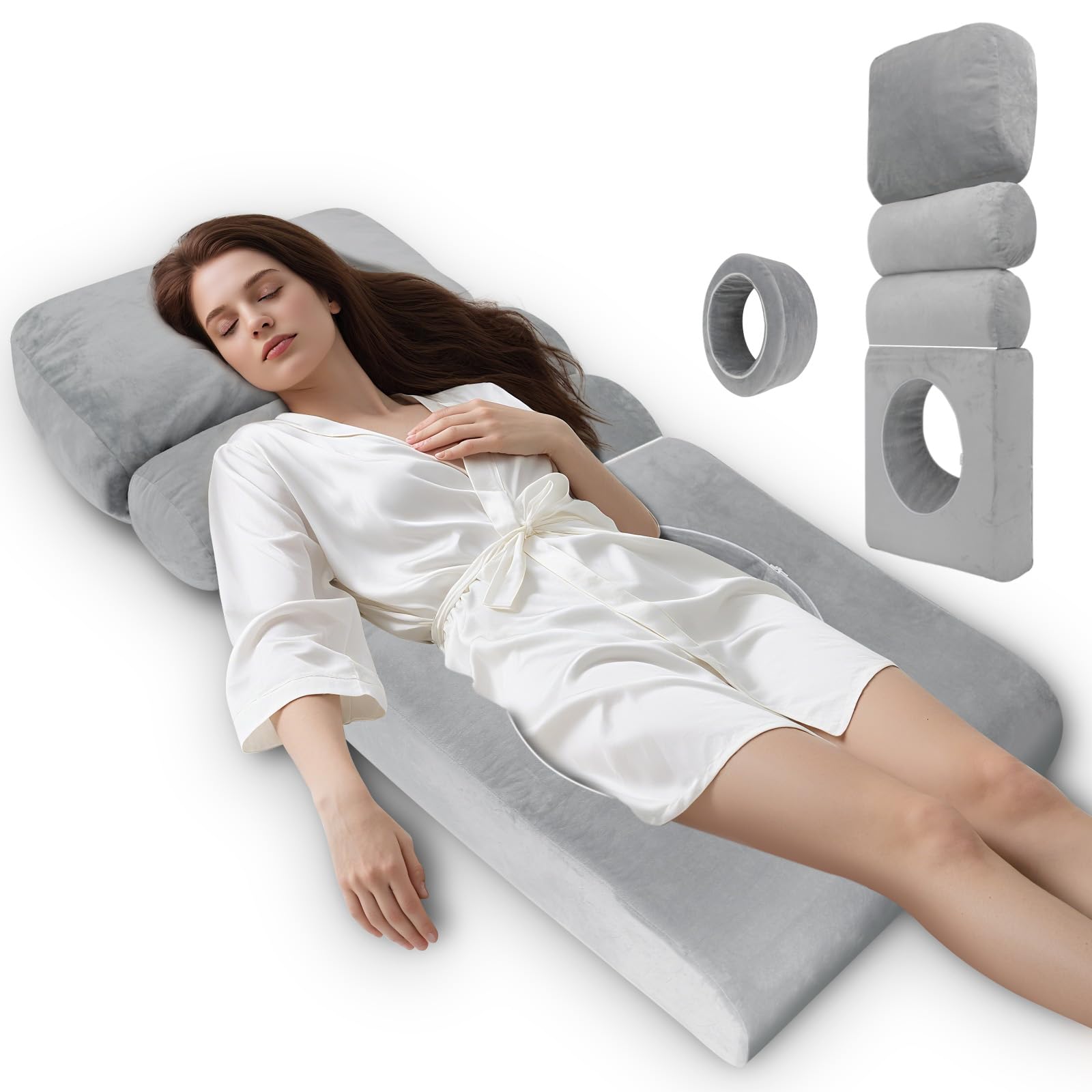 Photo 1 of HOMCA BBL Bed After Surgery for Sleeping, Ergonomic BBL Pillow with Hole, High Density Foam Brazilian Butt Lift Recovery Pillow with Removable Cover, BBL Recovery Must Haves (60x23.6x6.3in)