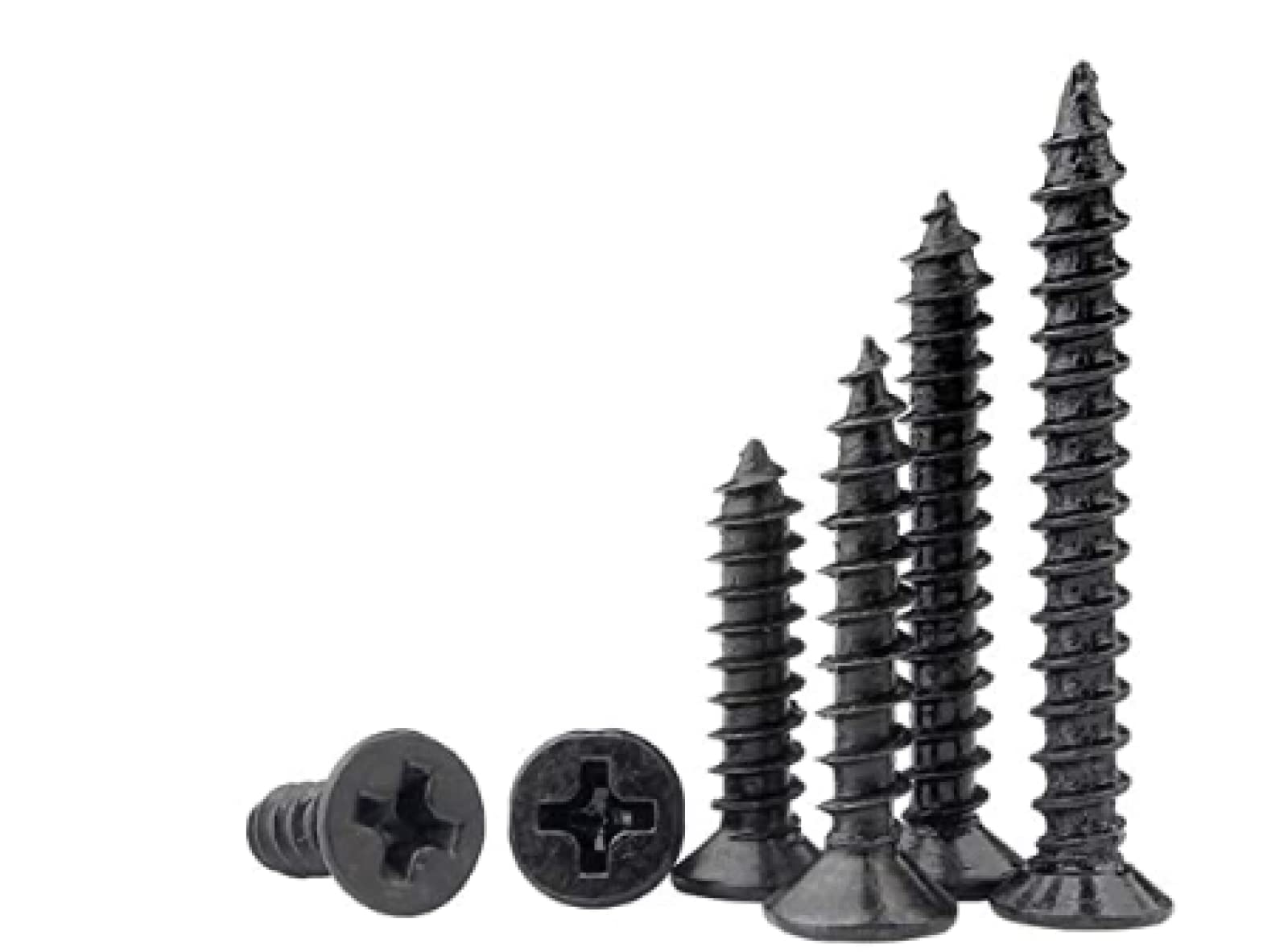 Selbstschneidende Schrauben, selbstschneidende Schrauben, Trockenbauschrauben, Flachkopfschrauben, Kreuzschrauben, Eisenschrauben, ca. 160_schwarz_5 cm (Size : About-160-black-5cm)