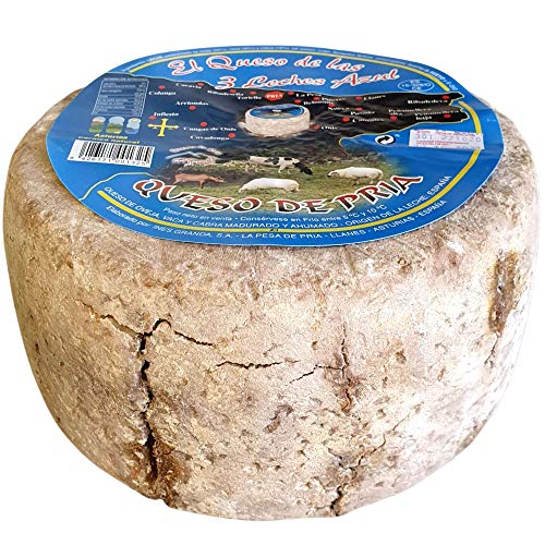 Queso Azul de Pria Tres Leches - Delicioso queso azul elaborado con leche de vaca a la que se le añaden crema de leche de oveja y crema de leche de cabra (Queso Completo 3,3 Kg)