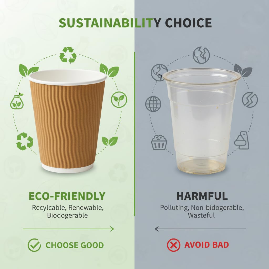 Khaana Packaging 120ml Ripple Paper Cups Pack of 100 | Eco-Friendly Disposable Paper Cups for Hot & Cold Beverages | Leak-Proof, Thick & Durable, Sustainable Ripple Cups | Brown 3