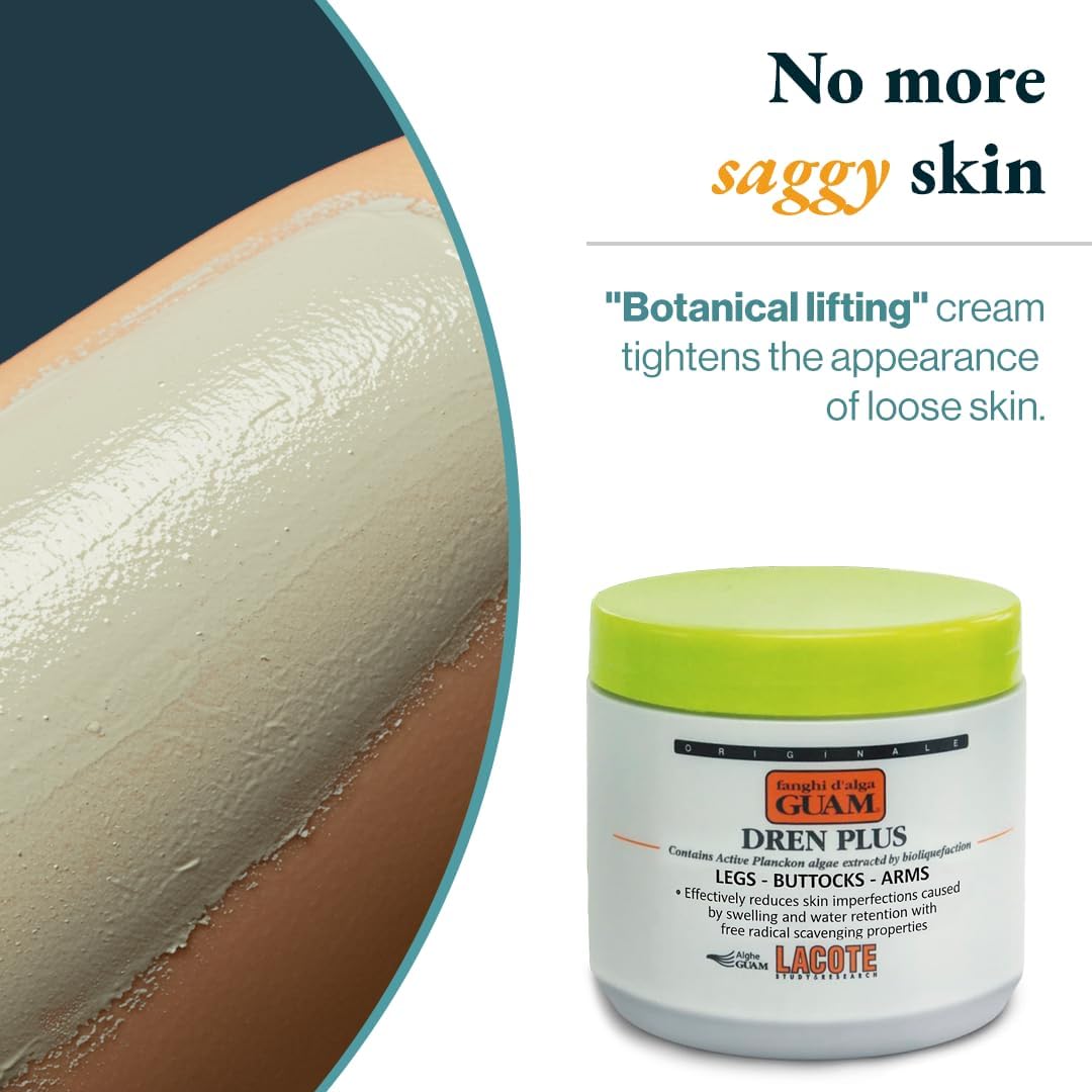 Guam, Algenfango Dren Plus für Beine, Gesäß, Arme, gegen Cellulite, Bekämpft freie Radikale, Anti-Aging, Made in Italy, 500 g Packung