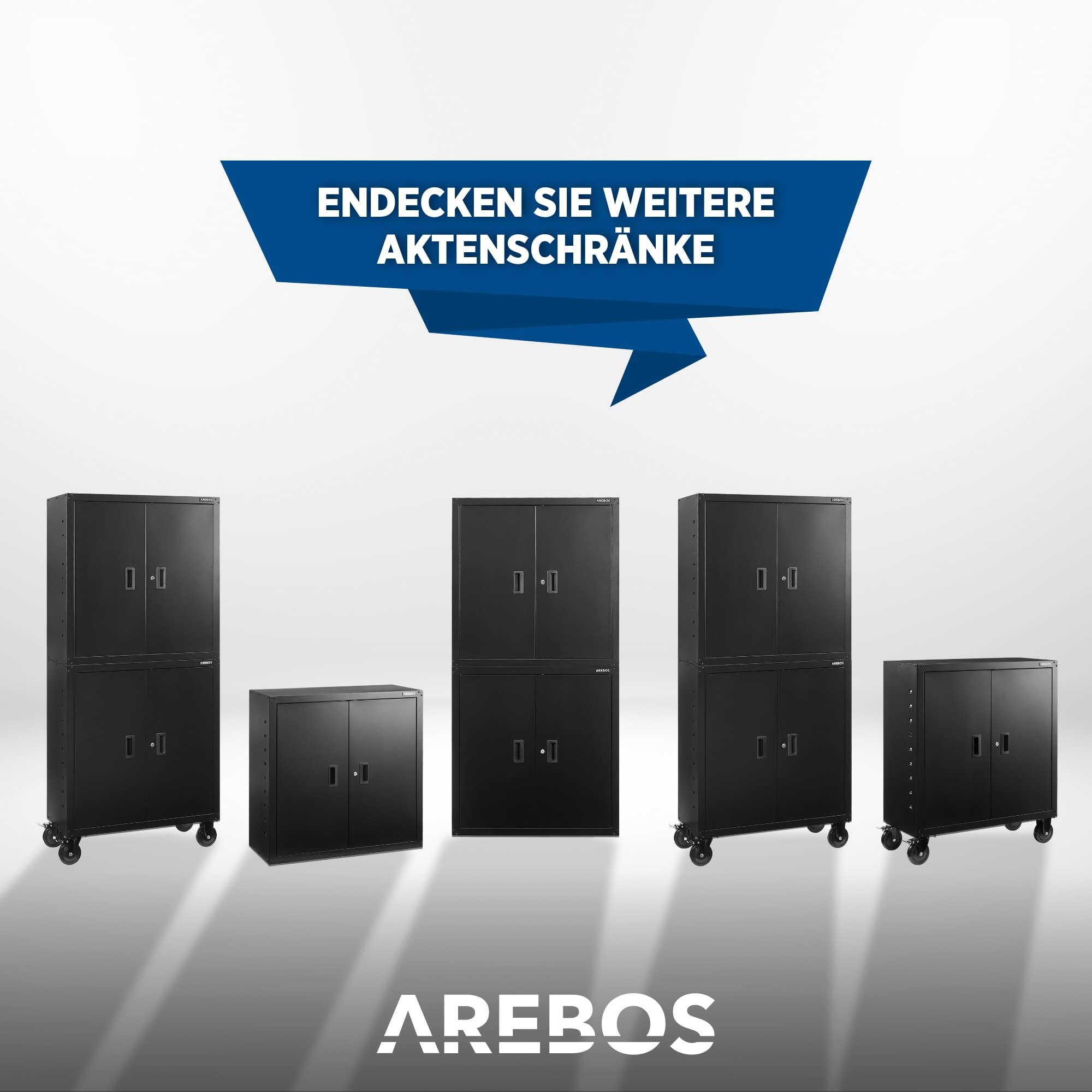 Arebos Aktenschrank Büroschrank Lagerschrank Materialschrank Stahlschrank | Höhenverstellbarer Einlegeboden | 90x90x40cm