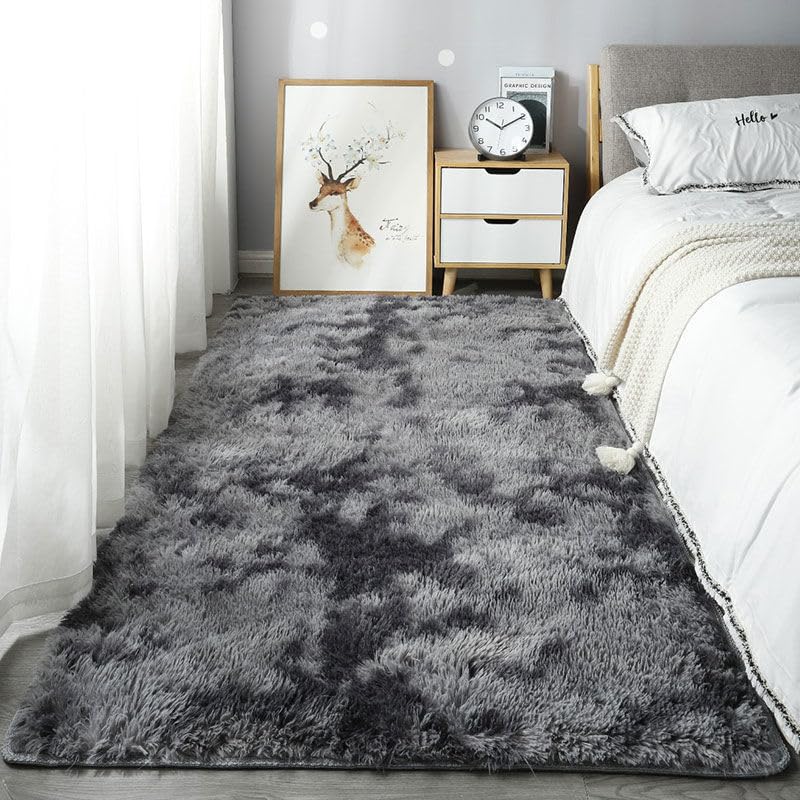 Area Rugs for Bedroom, Modern Soft Non Slip Rug Washable Floor Carpets for Bedside, Soft Touch Fluffy Carpets,Dark Grey,200cm×250cm
