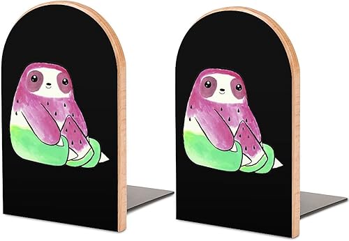 Miniatura 1 de Perezoso de sandía con extremos de libro para estantes, soporte de libros de madera para biblioteca, escuela, oficina, hogar, estudio, decoración