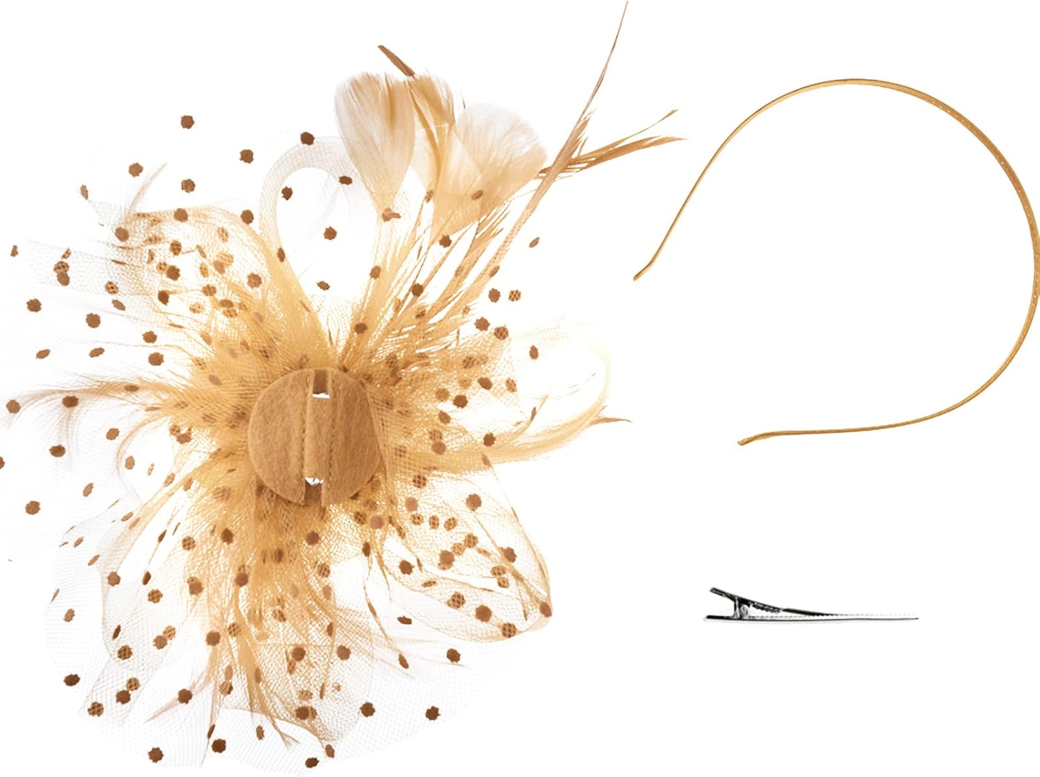 DRESHOW Fascinators Hat Flower Mesh Ribbons Feathers on a Headband and a Clip Tea Party Headwear for Girls and Women - Image 7