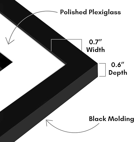 Vista 405 de Americanflat Portarretratos de 5 x 6 pulgadas con plexiglás pulido, juego de 5 portarretratos de 2 x 3 pulgadas con paspartú o para fotos de 5 x 6
