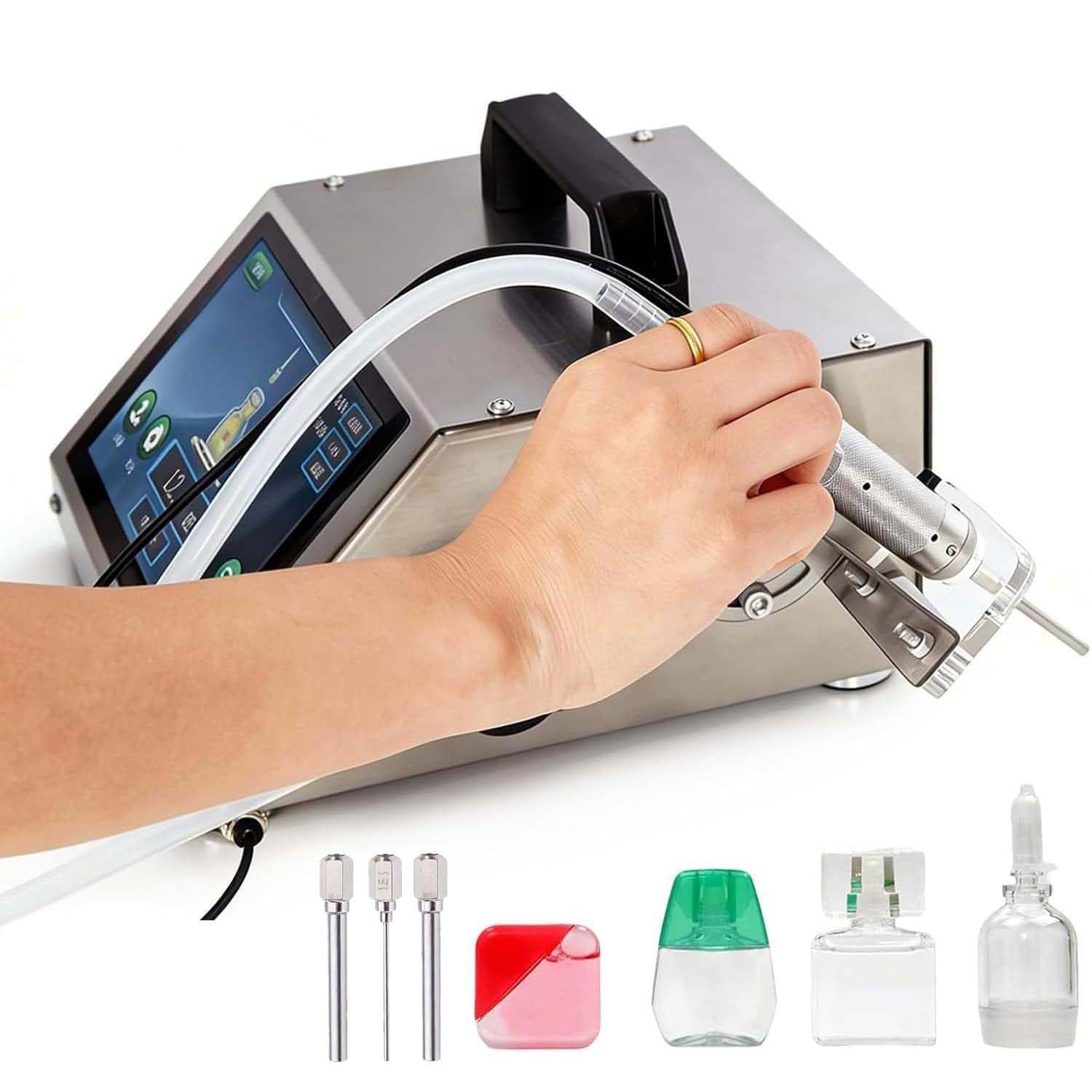 DPLWJPP Automatic Liquid Filling Machine Small Viscous Liquid Quantitative Filling Machine Peristaltic Pump Small Bottle Filler with Touch Panel for Essential Oil,Perfume HD1360