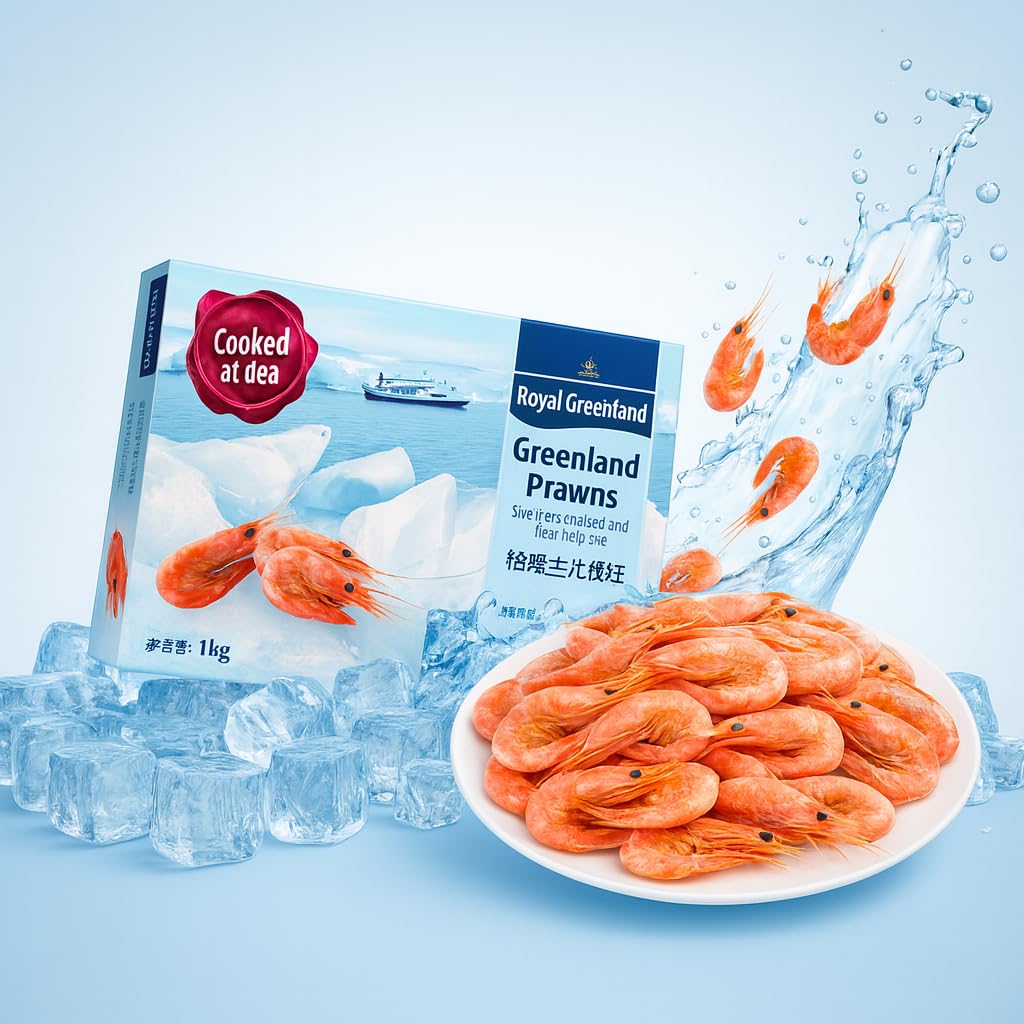 [Pack of 3] Royal Greenland Wild-Caught Greenlandic Sweet Prawns – Cooked & Frozen at Sea, 2.2 lbs Each | MSC Certified | Ships Frozen with Insulated Packaging & Ice Packs