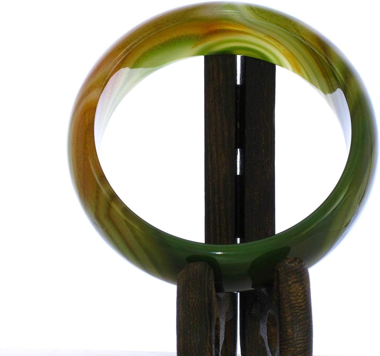 2.3" China Certified Nature Green Chalcedony Jade Women's Bangle Bracelets 6420