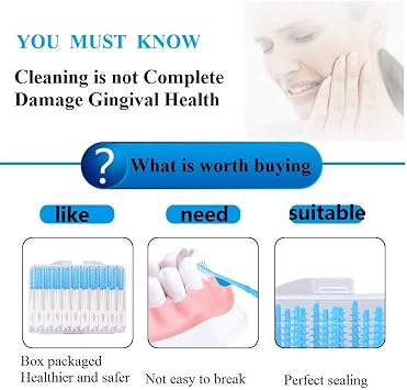 ZJchao Interdental Brushes, Toothpicks Plastic Gum Soft Picks 80 Piece Disposable Toothpicks Professional Dental Plastic Brushes,Blue,white,4.7 x 0.7cm / 1.9 x 0.3inch