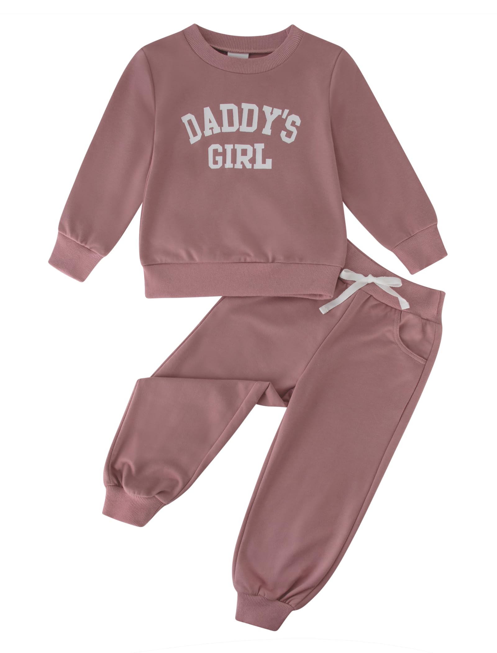 Toddler Baby Boy Girl Clothes with Pockets 2PC Long Sleeve Pullover Sweatshirt and Pants Infant Fall Winter Outfit