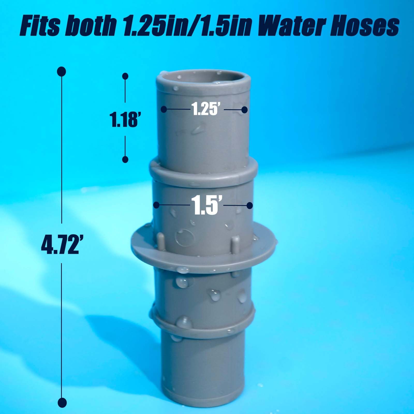 Varesee Acoplamiento de conector de manguera de piscina (gris-2 piezas)