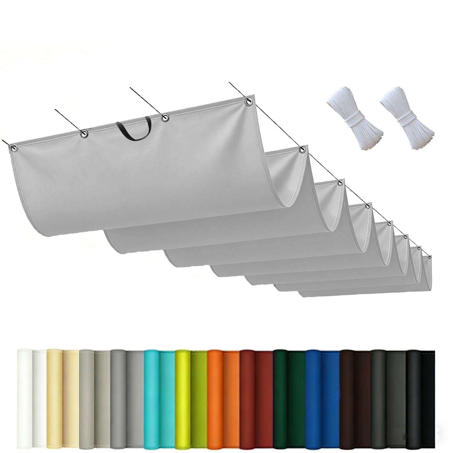 einziehbar sonnensegel 1.5x5m Verstellbar Sonnenschutz Terrasse Anpassung Multi 13 Farbe und Größe Geeignet für Außenbereiche wie Garten und Balkone,TerrasseHellgrau