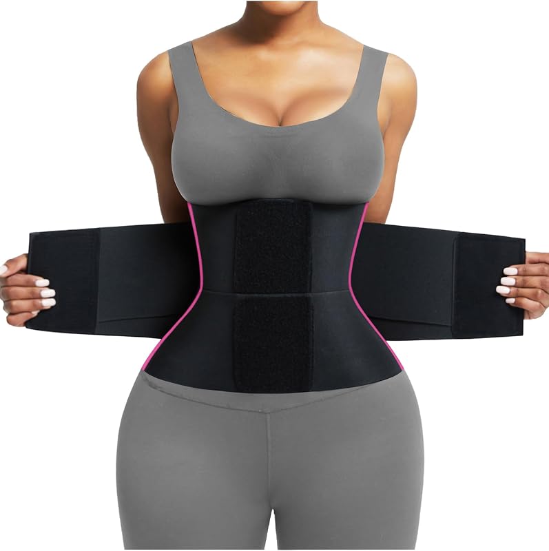 FeelinGirl Waist Trainer Belt Cincher Corset Tummy Control Faja Body Shaper | Hourglass Shaping, Triple Wrap, Hook-loop Closure, Postpartum Gym Workout, Underbust Girdle, Perspiring Fabric