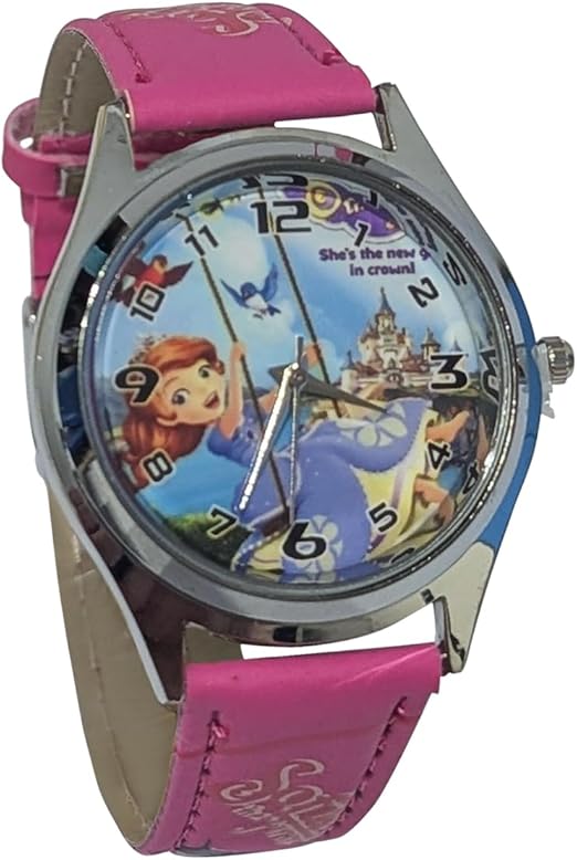 Reloj analógico de cuarzo para niñas, correa de cuero colorida, regalo para niñas de 3 a 10 años, Sofía, princesa Disney