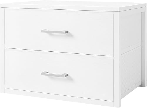 BOLUO Stackable Storage Drawers Closet Organizers and Storage Bins Fabric White 2 Drawer Dresser for Bedroom Office Modern
