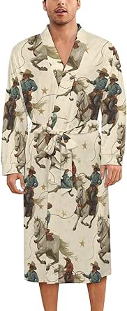 Novastar Silk Sleepwear Robe for Women Men - Vintage Cowboy Horse Print ...