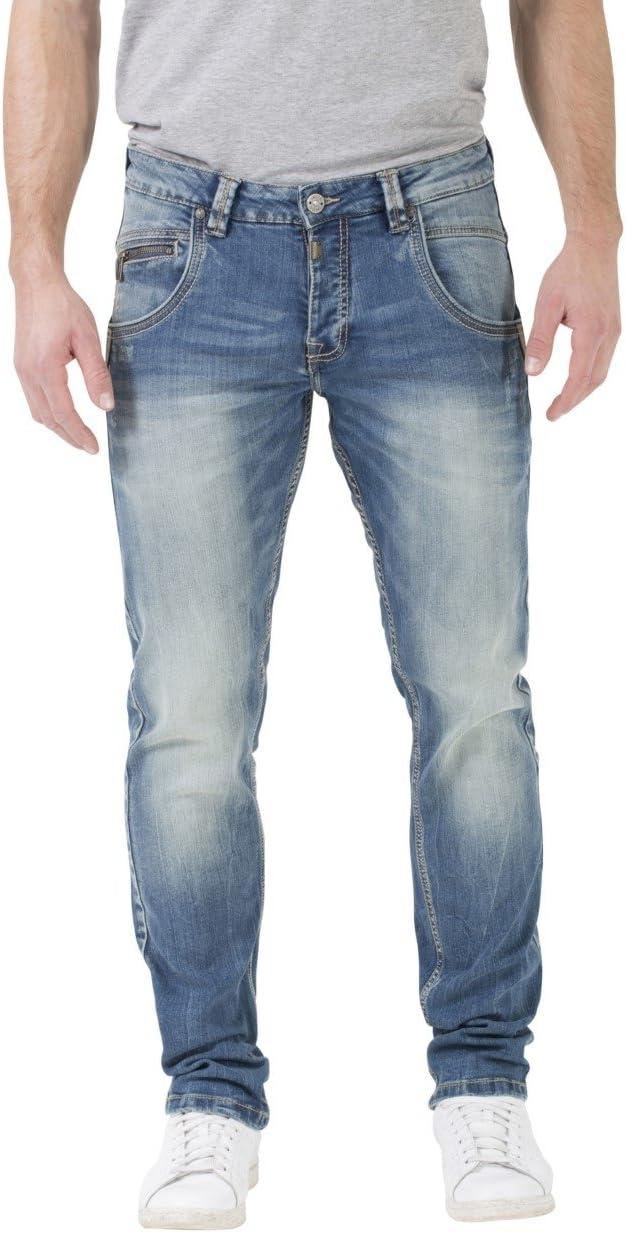 Timezone Men's Regular Harold Rough Straight Jeans, Blue, 30