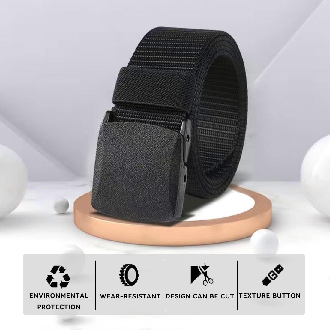 Cinturón de Nylon Ajustable para Niños sin Metal, Seguro para Aeropuerto, Viajes y Escuela, Negro
