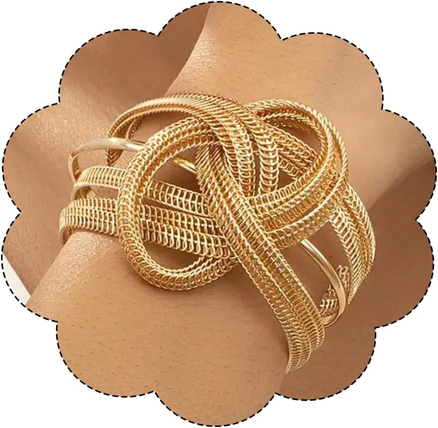 ZMANYIJEW Chunky Gold Bracelets for Women Wide Gold Cuffs Bangle Exaggerate Hollow Out Adjustable Bracelets Punk Vintage Jewelry