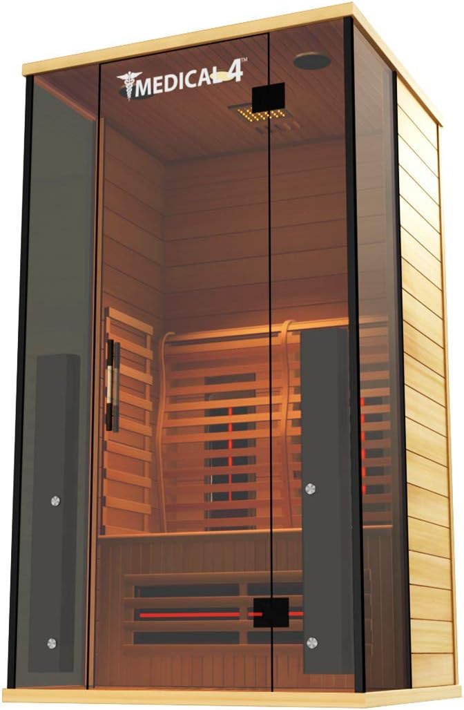 Sauna 4 Full Spectrum | Home Sauna - 2 Person Indoor Infrared Sauna Spa | Oxygen Ionizer, Chromatic Light Therapy, Hot Yoga, Full Spectrum, Carbon Heaters | Luxury Sauna