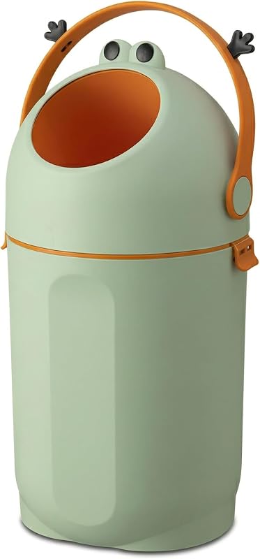 Bebetaje Diaper Pail with Odor Control, Uses Regular Trash Bags, Hands-Free Baby Diaper Disposal System, Smell Proof Nursery Trash Can with Easy Open Handle, Large Capacity | Airtight soft close lid with child lock, cute animal design, 15L diaper disposal bin that works with any standard bag
