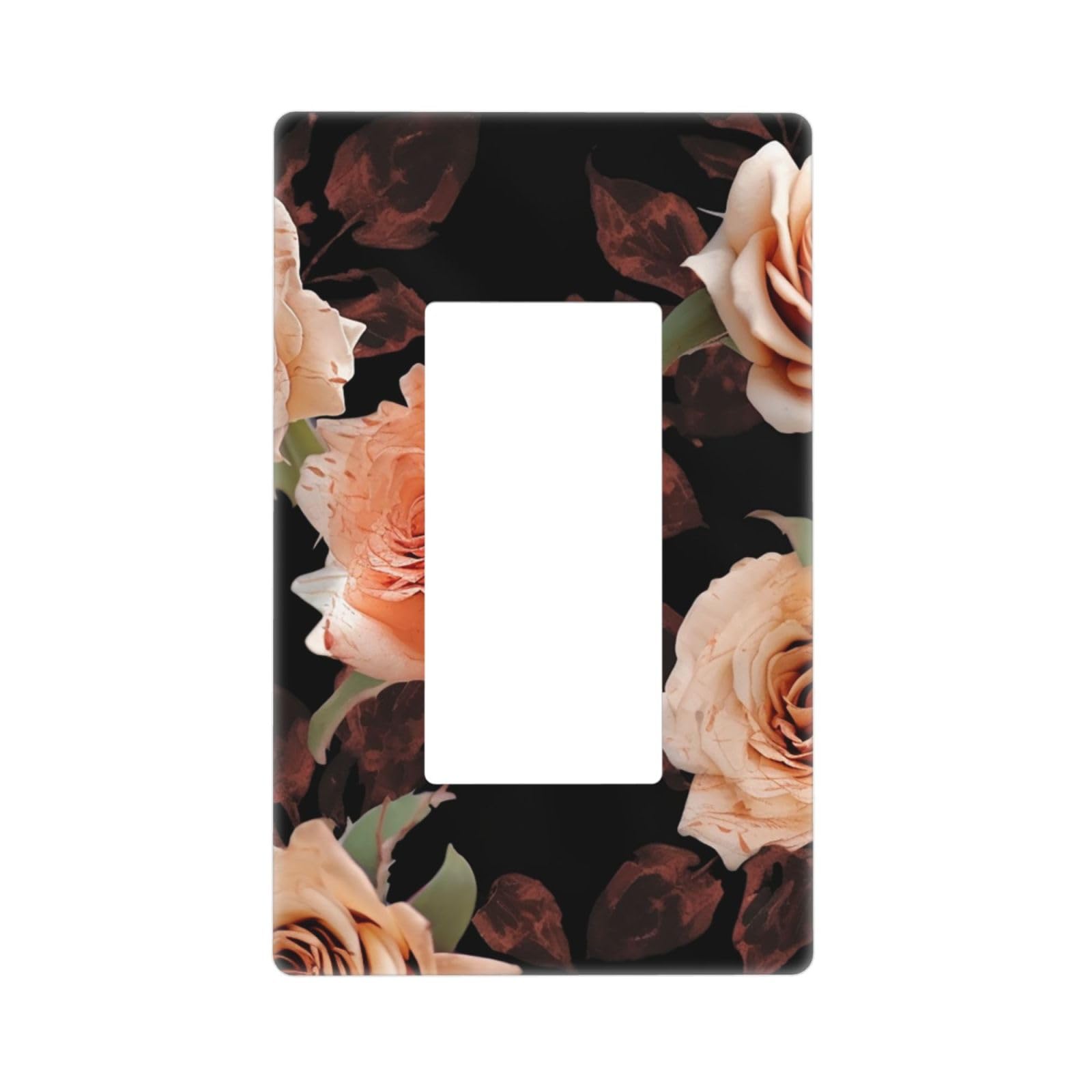 Black peach rose Wall Plate Cover 1 Gang Light Switch Cover Decorative Single Duplex Wall Plates Standard Size Decorator Blank Electrical Switch Plate Cover for Electrical Outlets