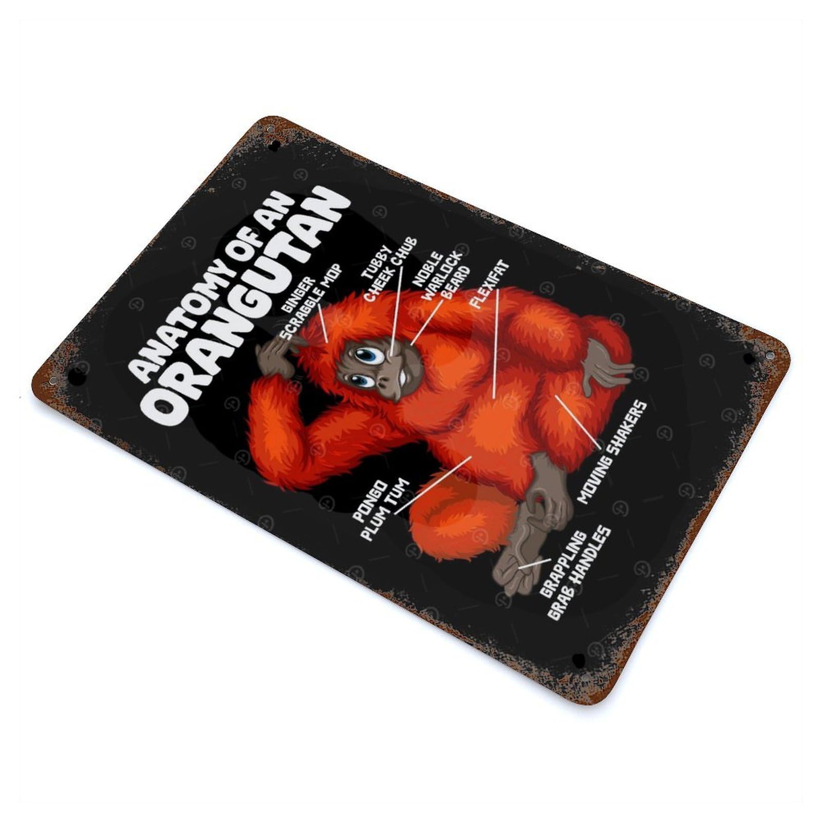 Anatomy Orangutan Vintage Rust Metal Sign 11.8"x7.9", Classic Wall Plaque for Basement, Hobby Room And Garage Decor