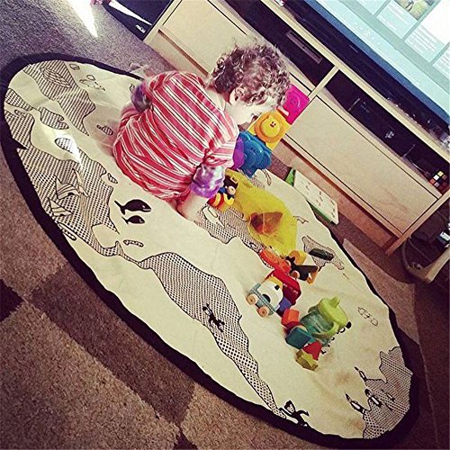 53 Inches Adventure World Map Pattern Baby Crawling Mats Game Blanket Floor Playmats Kids Infant Child Activity Round Rug #TOP6