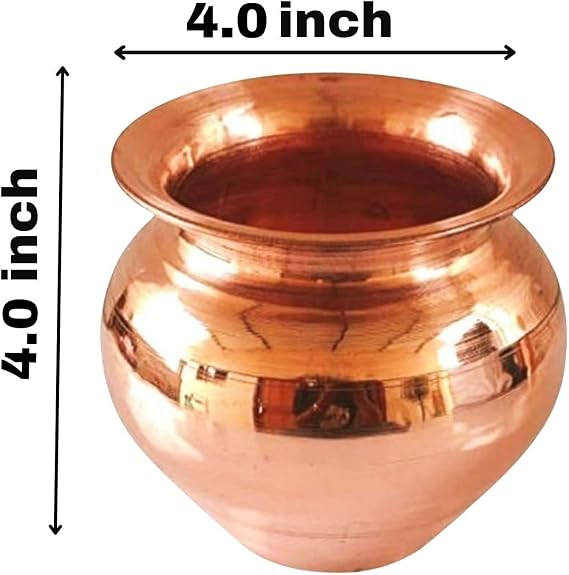 NAISHA Indian 100% Copper Kalash, Lota for Puja Wedding Purpose Temple Decoration 500 ML (10 CM, Height)