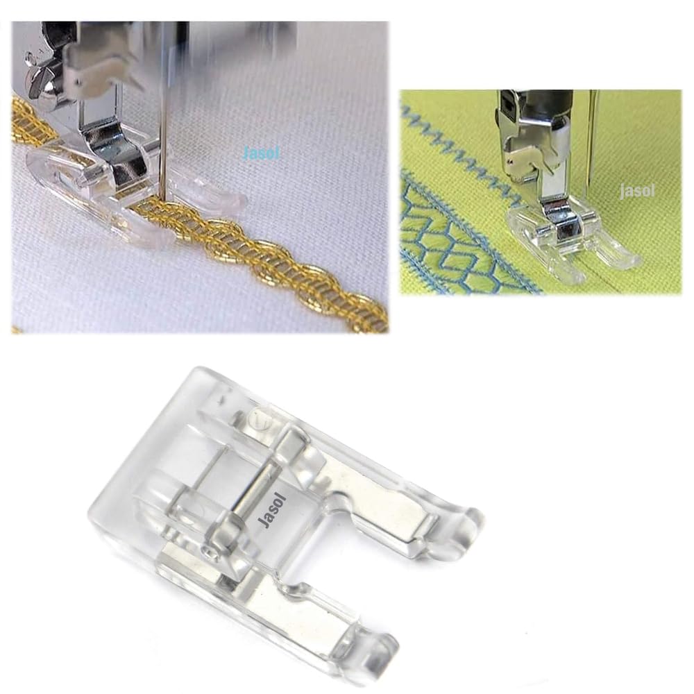 Open Toe Presser Foot Snap-On for lace Attaching Low-Shank Sewing Machines, Like Usha Janome Singer Brother All Type White Sewing Machine-image-44