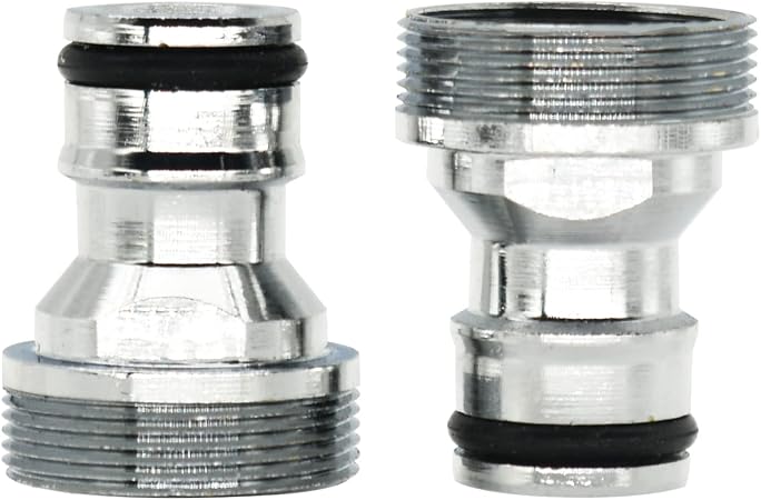 Casoter Universal Wasserhahn-Adapter, 16 Mm – 2 Stück Mit Edelstahl-Klemme, Für Gartenschlauch & Waschmaschine