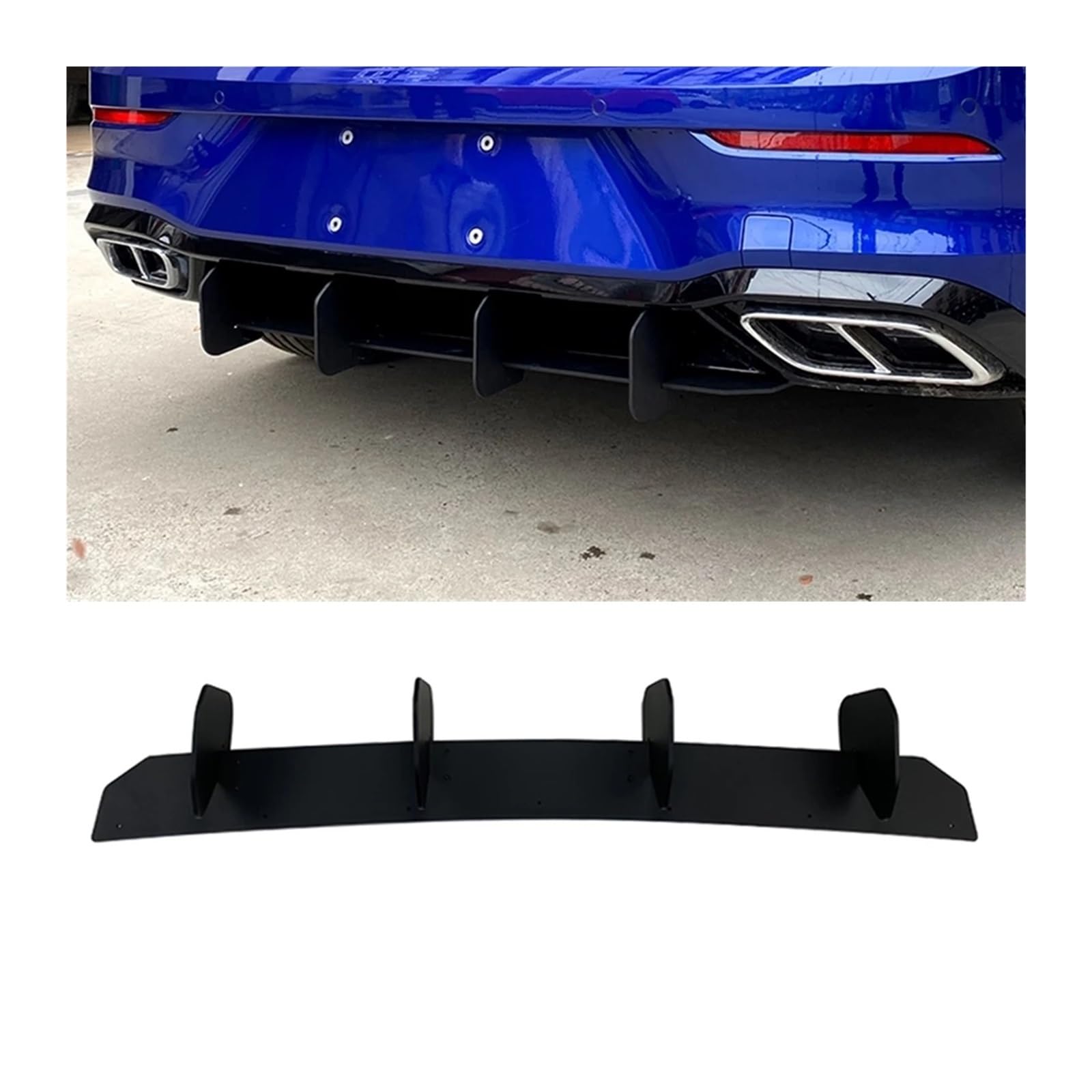 Dyfuzor tylnego zderzaka, pasuje do Volkswagena, pasuje do Golfa, 8 MK8 MK VIII Rline 2020-2023 Guard Shark, 4-płetwowy spojler, rozdzielacz wydechu dyfuzor podwozia tylnego samochodu