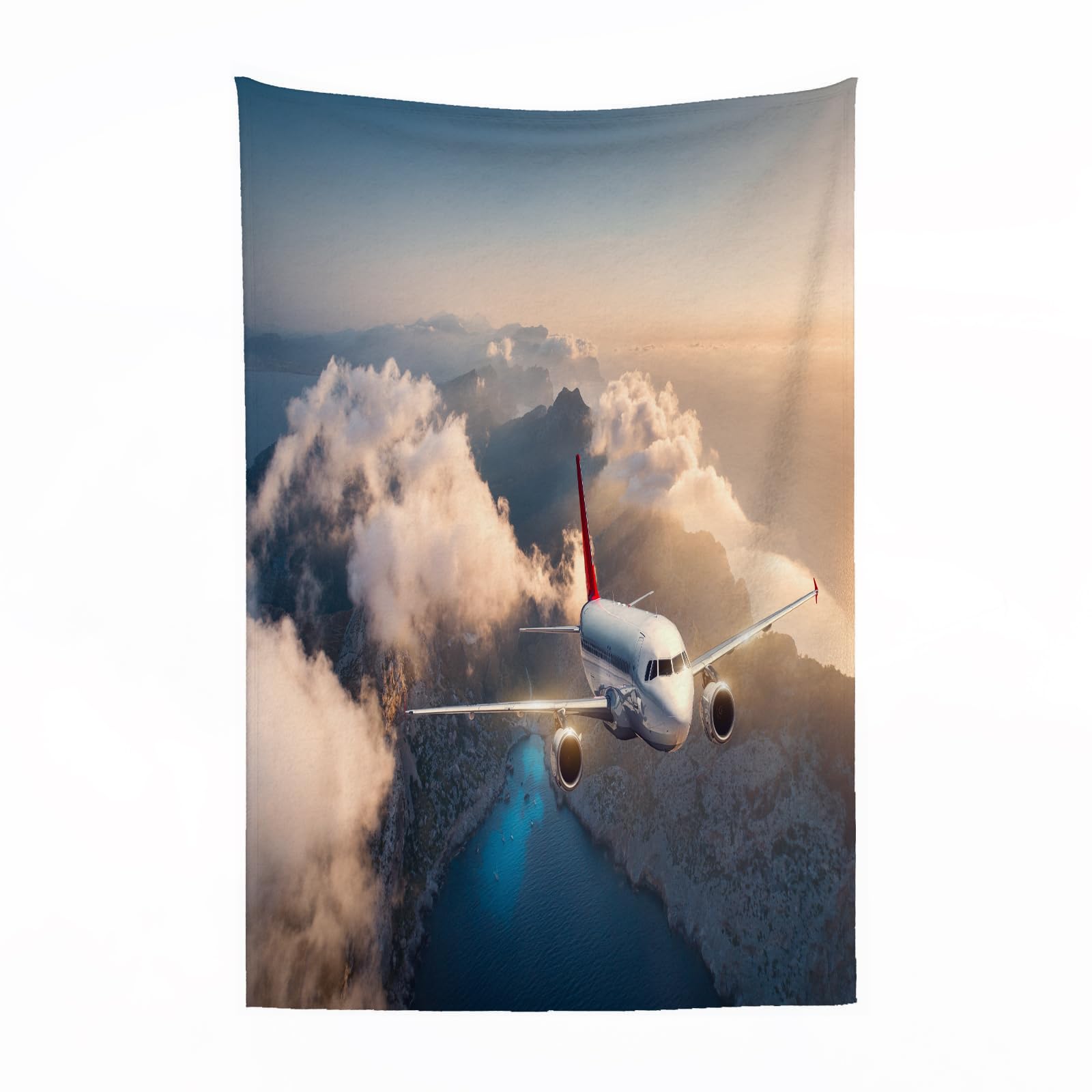 Feelyou Sherpa-Decke Mit Flugzeugdruck – Kuschelig & Dekorativ