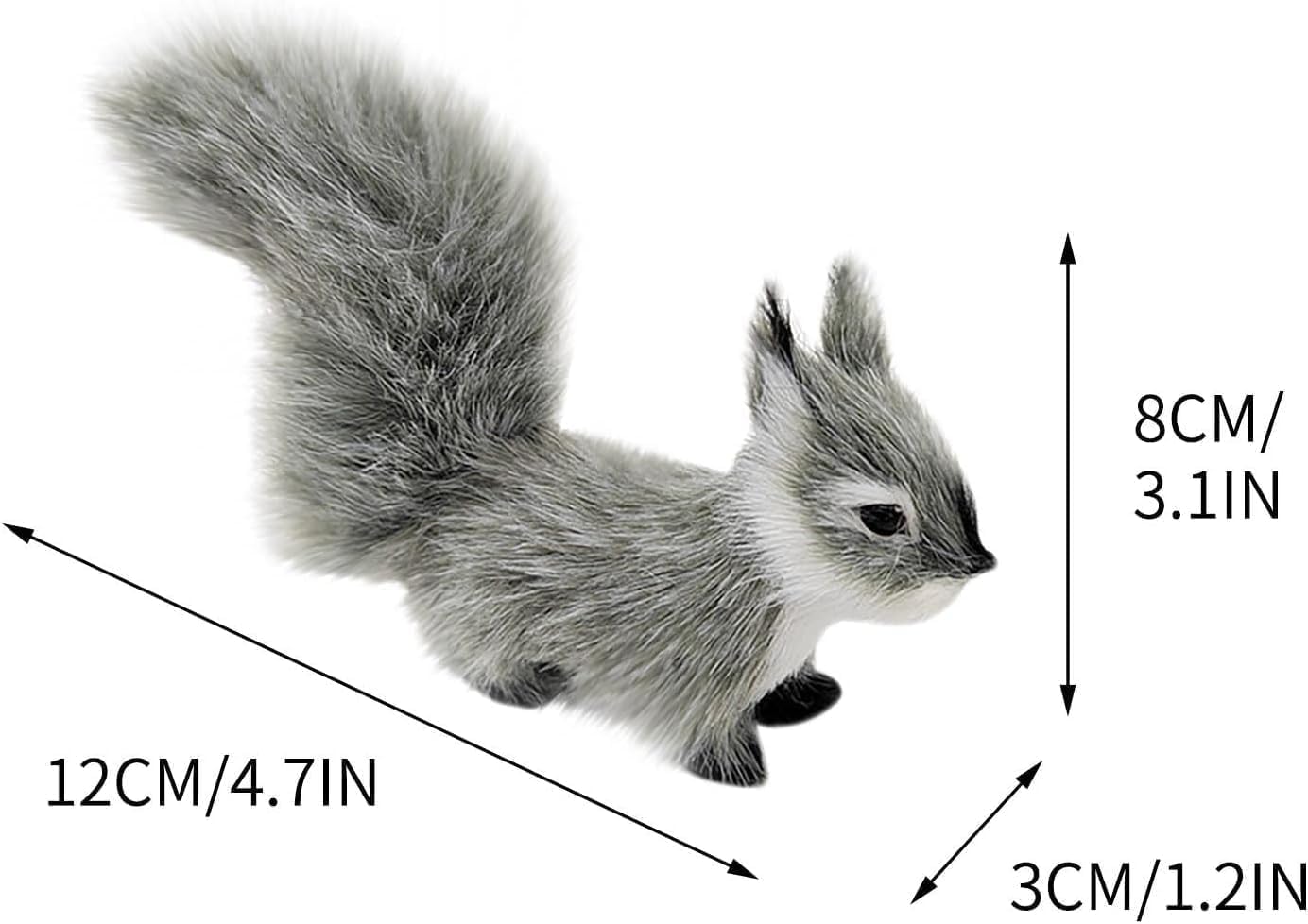 JIzian 2Pcs Grey Mini Simulation Plush Squirrel 10cm Mini Squirrel Stuffed Animals Plush Rabbit Soft for Gift Home Decor Place Table Decorations Ornament Room Decorations - Image 3