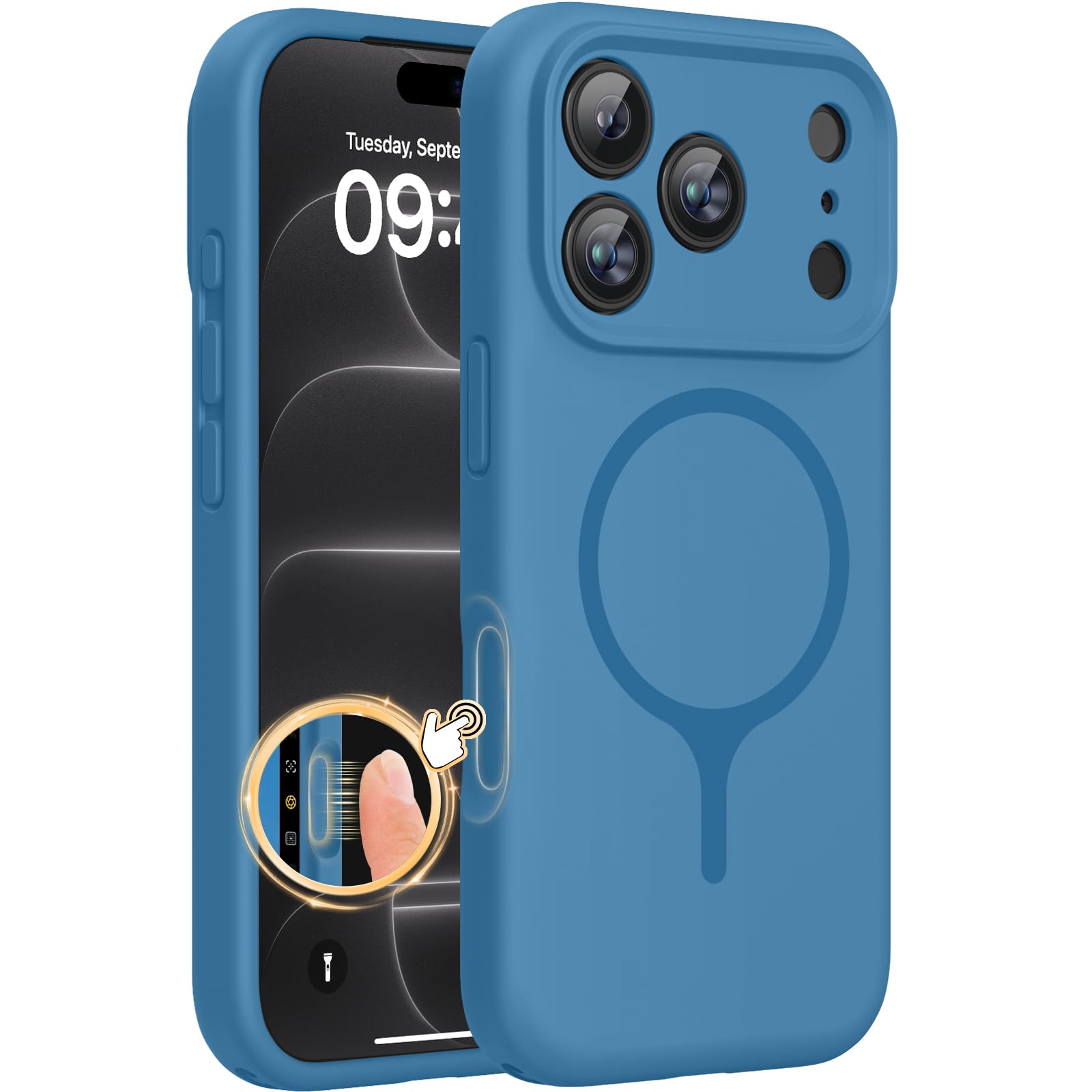 Miracase Magnetic for iPhone 18 Pro Case, Silicone, Capri Blue