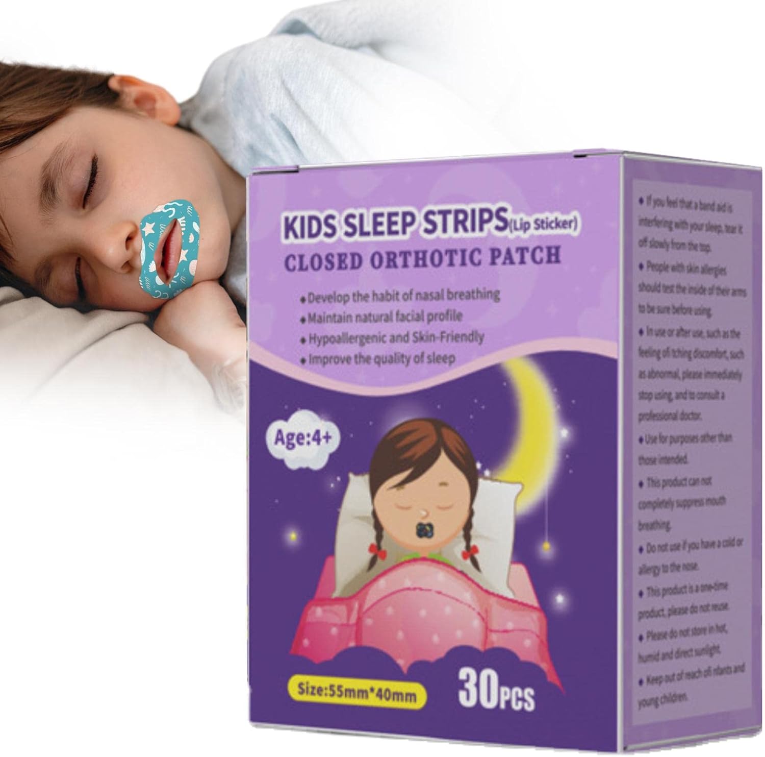 LINGJIONG Lip Sticker For Sleep Anti Snoring Mouth Tape,30pcs AntiSnoring Mouthpiece