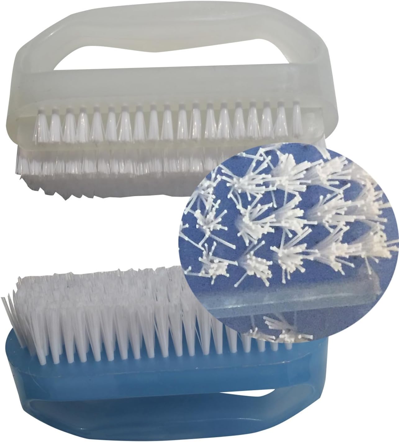 NewFerU Nail Brushes X 4 for Cleaning Hands, Fingers, Feet & Toes with Cuticle Cleaner, Small Soft Nylon Bristle Scrub Set with Handle for Fingernail Manicure & Toenail Pedicure