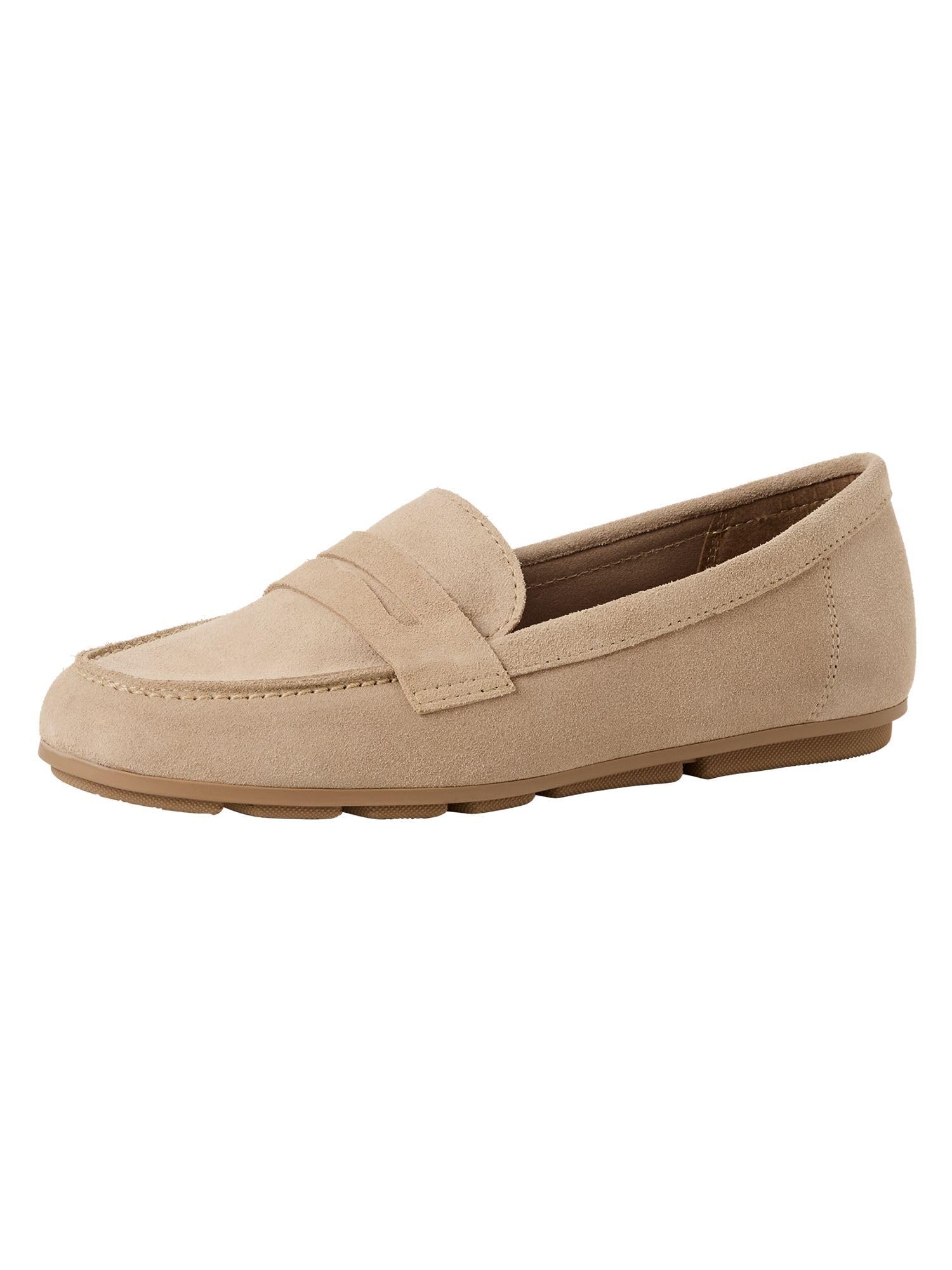 Tamaris Damen Loafer flach Leder, beige, 42 EU