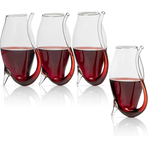 The Wine Savant Crystal Port and Dessert Wine Sippers, Dry Sherry, Cordial, Aperitif & Nosing Copitas Tasting Glass - Dinner Drink Glassware Glasses | Set of 4-3 oz Sipper | -