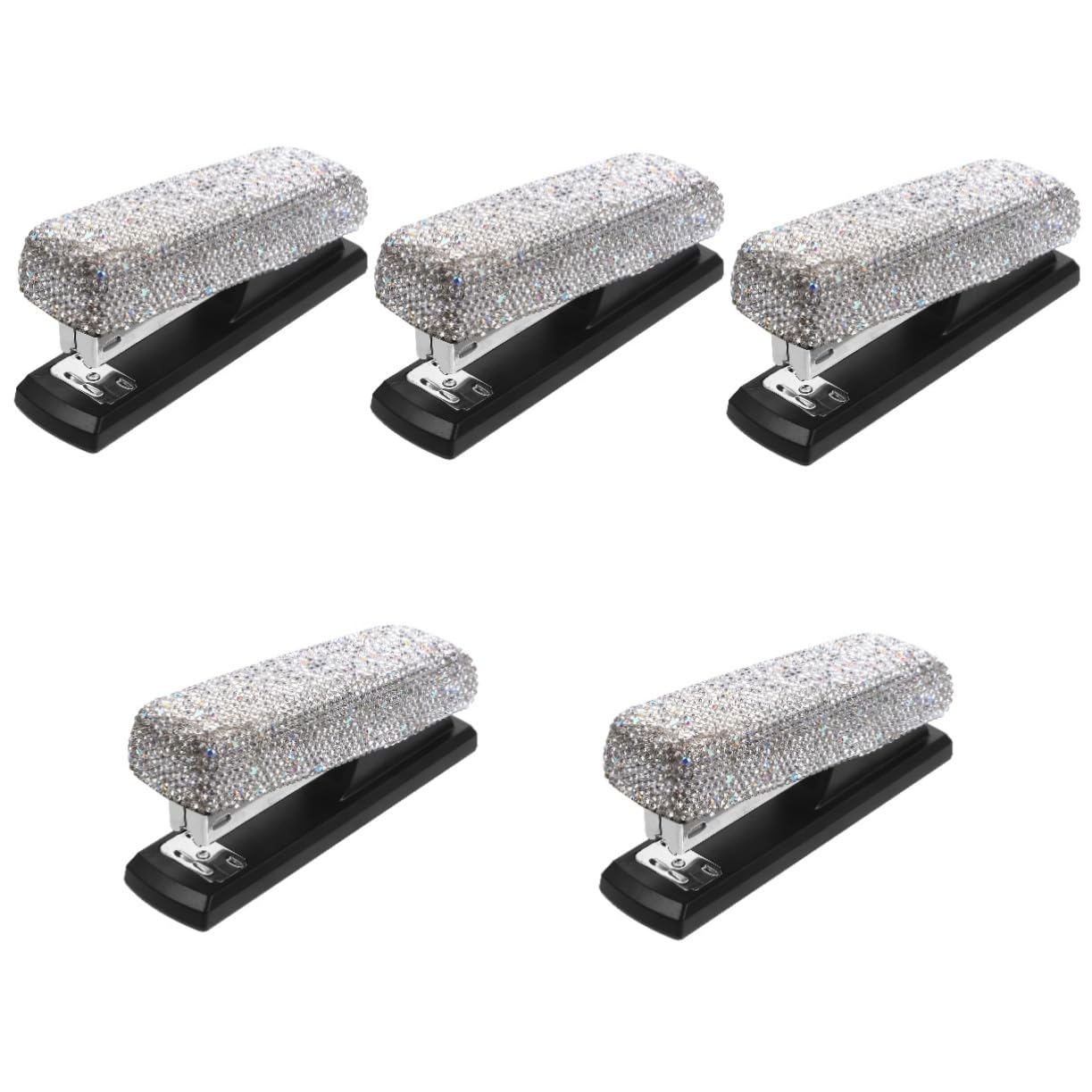 Homoyoyo 5 Set Diamond strumento di graffetta cucitrice semplice punto fermo della scrivania Picket per la scrivania Mini cucitrice cucitrici da tavolo per ia strass
