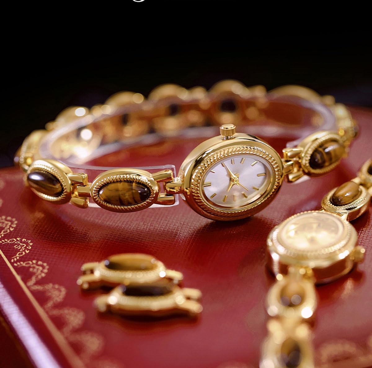 ADSBIAOYE Womens Gold Watch Waterproof Quartz Wrist Watch Elegant Oval Vintage Small Dial Bracelet Watch Fashion Dress Watches for Ladies - Image 4